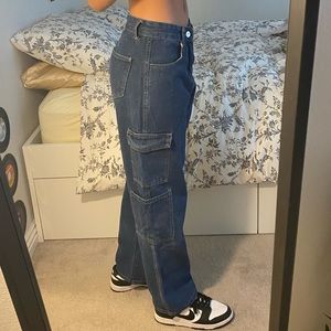 denim baggy cargo pants